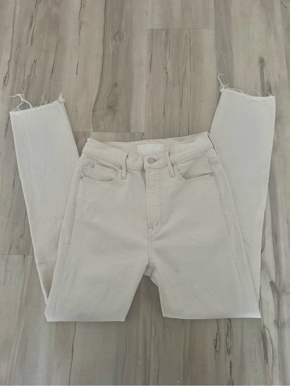 MOTHER Cream Straight-Leg High-Rise Jeans - Picture 3 of 8